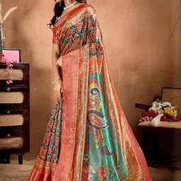 TheWonderWorld Ethnic Motifs Silk Blend Handloom Saree image 3