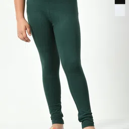 KAYU Girls Solid Pack Of 3 Cotton Ankle-Length Leggings-image-3