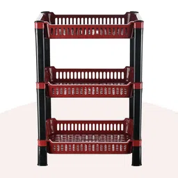 Kuber Industries Maroon & Black Long Lasting  3-Layer Kitchen Organiser image 2