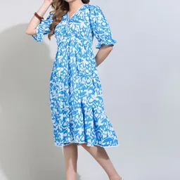 Moda Rapido Print Ruffled Crepe Fit & Flare Midi Dress image 2