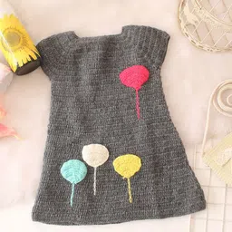 Woonie Girls Balloons Applique Crochet Midi Dress-image-6