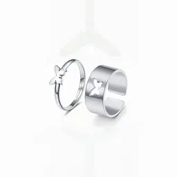 Teeragaj Set Of 2 Butterfly Matching Wrap Adjustable Finger Rings image 2