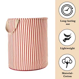 Aura 2Pcs Maroon & Brown Printed Cotton Foldable & Portable Laundry Bag With Handles-60 L image 3