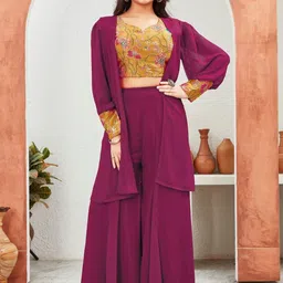 BAMSOM WEAR Women Layered Kurta with Palazzos-picture-21