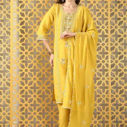 Anouk Women Ethnic Motifs Embroidered Kurta with Trousers & Dupatta-picture-29