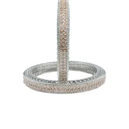 Opal Touch Set Of 2 Rhodium-Plated American Diamond-Studded Bangles image 4