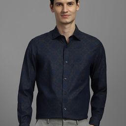 Louis Philippe Floral Printed Spread Collar Formal Cotton Shirt-picture-42