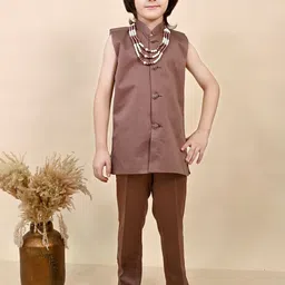 BT DEZINES Boys Satin Sequined Embroidered Sherwani Set image 2