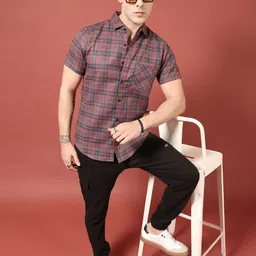 THE BEETEL HOUSE Men Relaxed Tartan Checked Casual Shirt image 5