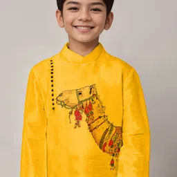DEVOILER Boys Abstract Printed Mandarin Collar Straight Kurta image 4