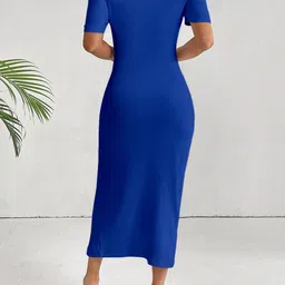 Stylecast X Slyck Puff Sleeve Sheath Midi Dress image 5