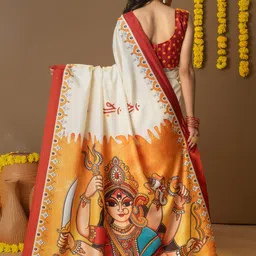 RACHNA Durga Maa Prints Dola Silk Ready To Wear Saree image 3