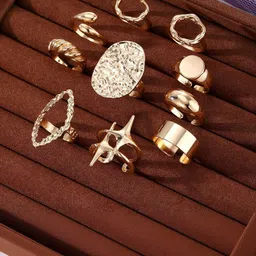 Shining Diva Fashion Set of 10 Gold-Plated Finger Rings image 4