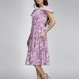 KRISS-CROX Floral Print Flared Sleeve Fit & Flare Dress image 5