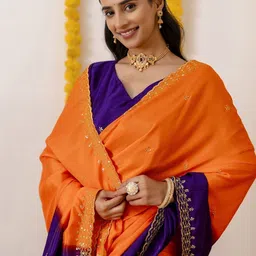 all about you Ombre Embroidered Saree image 2