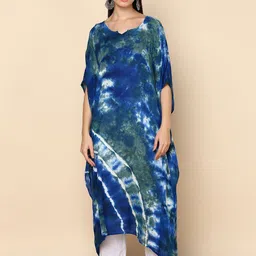 CORSICA Women Tie and Dye Dyed Crepe Kaftan Midi Dress-image-52