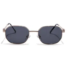 Eyejack Unisex Black Lens & Gold-Toned Rectangle Sunglasses with image 3