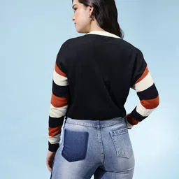 glitchez Colorblocked Oversized Crop Cardigan image 4