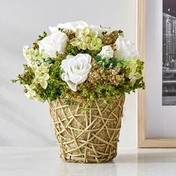 Home Centre White & Yellow Artificial Flower With Pot-picture-24