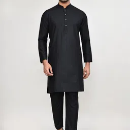 HERE&NOW Men Regular Pure Cotton Kurta with Trousers-picture-24