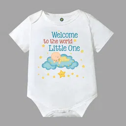 YK Infants Welcome To The World Little One! Printed Cotton Bodysuit image 2