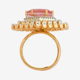 Kushal's Fashion Jewellery Gold-Plated Cubic Zirconia Studded Adjustable Finger Ring image 2