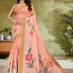 Mitera kalamkari Printed Saree With Blouse Piece-picture-38