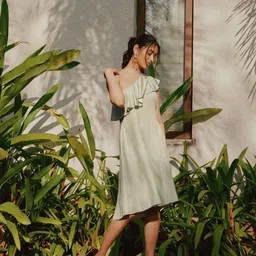 tara and i Women Checked One Shoulder A-Line Dress image 5