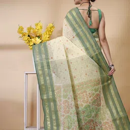 SRILOK Floral Zari Pure Cotton Taant Saree image 2