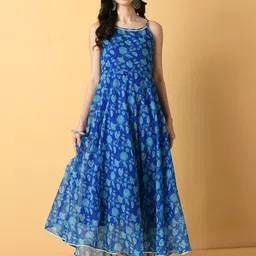 KALINI Ethnic Motifs Printed Chiffon Maxi Dress image 1