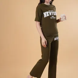 NEYSA Women Printed Pure Cotton T-Shirt & Trouser Night Suit Set image 4