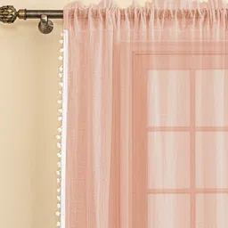 HOMEMONDE Peach-Coloured 2 Pieces Sheer Cotton Window Curtain image 5