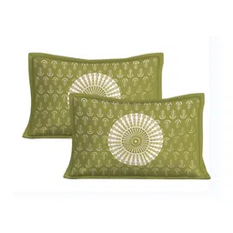 RRW Green Ethnic Motifs 180 TC King Bedsheet with 2 Pillow Covers image 4