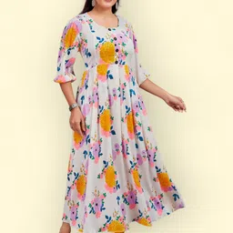 PAMPER YOURSELF Floral Print Georgette Fit & Flare Maxi Dress-picture-16