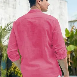 Edin Mandarin Collar Roll-Up Sleeves Straight Kurta image 3