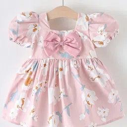 YK Girls Floral Print Bow Detail Fit & Flare Dress-image-51