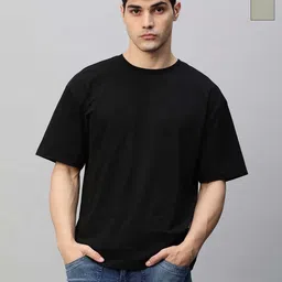 Organic Chics Men Pack of 2 Bio Finish Solid Round Neck Pure Cotton Relaxed Fit T-shirts-picture-24