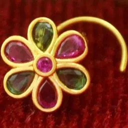 SHREEVARAM Cubic Zirconia Gold-plated Brass Nose Ring-picture-29