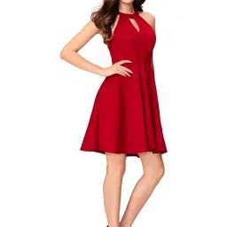 ZELZIS Women Keyhole Neck Fit & Flare Dress-picture-11