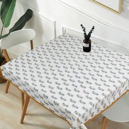 Texstylers White & Blue Floral Printed Anti-Slip Pure Cotton 4-Seater Table Cover-picture-27