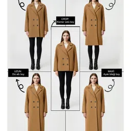 Trendyol Women Regular Fit Faux Fur Trim Notched Lapel Single-Breasted Overcoat image 5