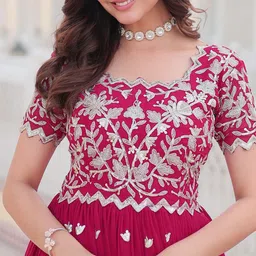 GLOSIA DESIGN Floral Embroidered Thread Work Ethnic Dress With Dupatta image 3