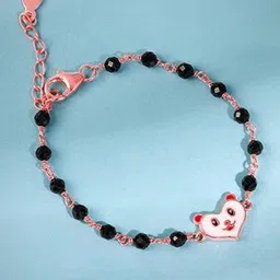 GIVA Girls 925 Silver Rose Gold-Plated Artificial Beaded Nazariya Charm Bracelet-picture-30