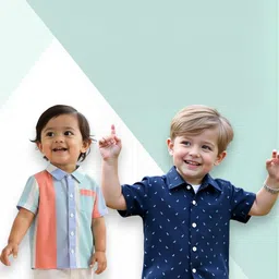 KIDGARB Multi Polycotton Cutaway Collar Printed Shirts-picture-18