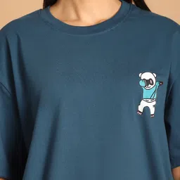 Tromko Women Pack of 2 Pink Panther Graphic Printed Round Neck Cotton Oversized T-shirts image 3