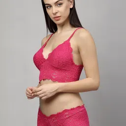 samvar Women Pink,Blue,Grey Net Bra Panty Set for Lingerie Set Undergarments Pack of 3 image 2