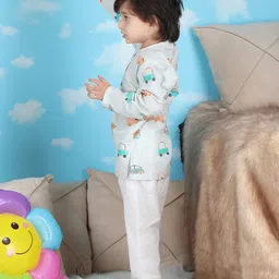 Polka Tots Boys Car Printed Pure Cotton Straight Kurta with Trouser image 5