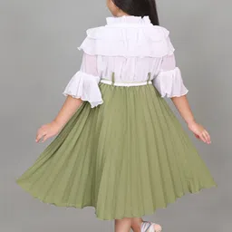 UC ENTERPRISES Colourblocked Bell Sleeve Fit & Flare Midi Dress image 3