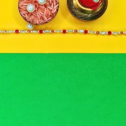 ORANGENYSHA Set Of 12 Beaded Cotton Thread Rakhis With Rholi Chawal image 3