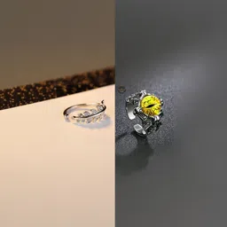 J.S ENTERPRISES Unisex Set of 2 Stainless Steel Artificial Stones Studded Finger Rings-image-89